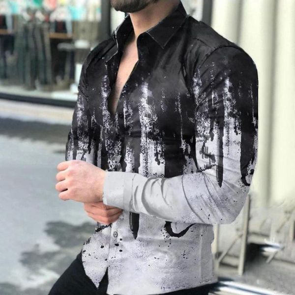 men's casual shirts long sleeve loose-fitting digital printing shirt autumn winter printed, White;black
men's casual shirts long sleeve loose-fitting digital printing shirt autumn winter printed, White;black