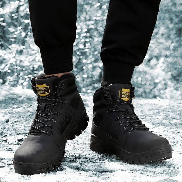 men outdoor winter snow ankle boots non-slip leather warm walking male casual flat shoes sneakers fashion plus size 40-47, Black
men outdoor winter snow ankle boots non-slip leather warm walking male casual flat shoes sneakers fashion plus size 40-47, Black