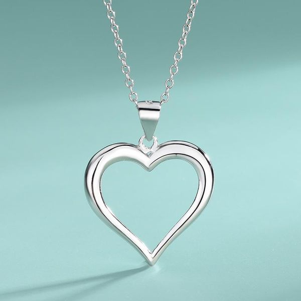 

chains s925 sterling silver heart-shaped love ladies secklace simplicity fashion glossy heart necklace jewelry pendant clavicle chain