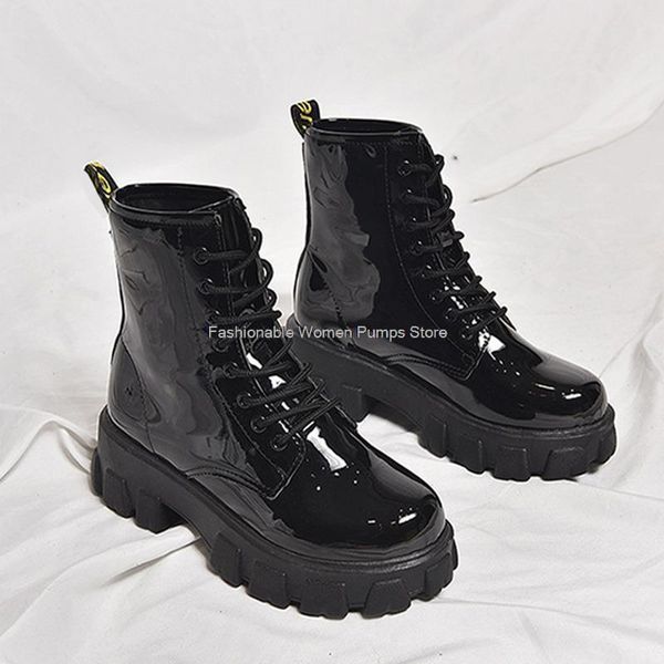 boots patent leather women ankle round toe thick heel comfort platform for woman shoes female footwear botas de mujer, Black
boots patent leather women ankle round toe thick heel comfort platform for woman shoes female footwear botas de mujer, Black