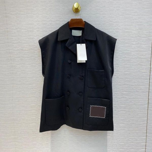 women's vests chic black blazer vest women high-end runway design lapel double breasted patched casual contour loose tank outwear, Black;white
women's vests chic black blazer vest women high-end runway design lapel double breasted patched casual contour loose tank outwear, Black;white