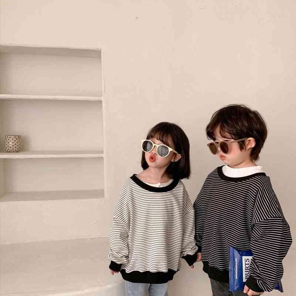 spring cotton striped long sleeve sweatshirts for children casual loose pullovers, Black
spring cotton striped long sleeve sweatshirts for children casual loose pullovers, Black