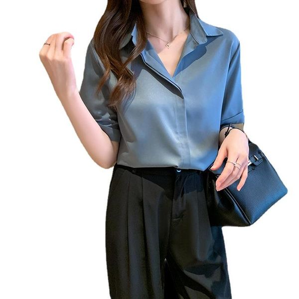 women's blouses & shirts 2021 summer shirt women short-sleeved simple temperament blouse, White
women's blouses & shirts 2021 summer shirt women short-sleeved simple temperament blouse, White