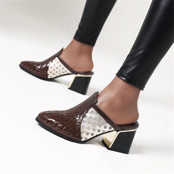 slippers pxelena retro patchwork mesh pu women slides block square high heels pointy toe 2021 summer lady outside daily shoes 43, Black
slippers pxelena retro patchwork mesh pu women slides block square high heels pointy toe 2021 summer lady outside daily shoes 43, Black
