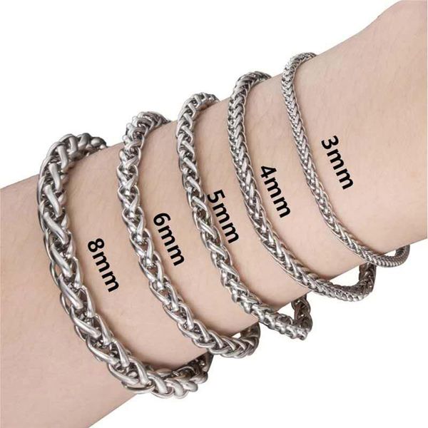 link, chain stainless steel gold silver plated knit keel flower basket hand men women bracelet 4/5/6/8mm width wholesale drop, Black
link, chain stainless steel gold silver plated knit keel flower basket hand men women bracelet 4/5/6/8mm width wholesale drop, Black