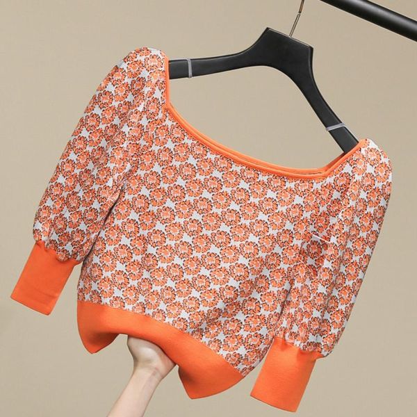 women's sweaters 2021 spring summer vintage square collar floral sweater women lantern sleeve slim high waist short knitted pullover fa, White;black
women's sweaters 2021 spring summer vintage square collar floral sweater women lantern sleeve slim high waist short knitted pullover fa, White;black