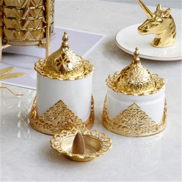 creative golden middle eastern style wrought iron ceramic combination incense burner furniture aroma burner decoration ornaments
creative golden middle eastern style wrought iron ceramic combination incense burner furniture aroma burner decoration ornaments