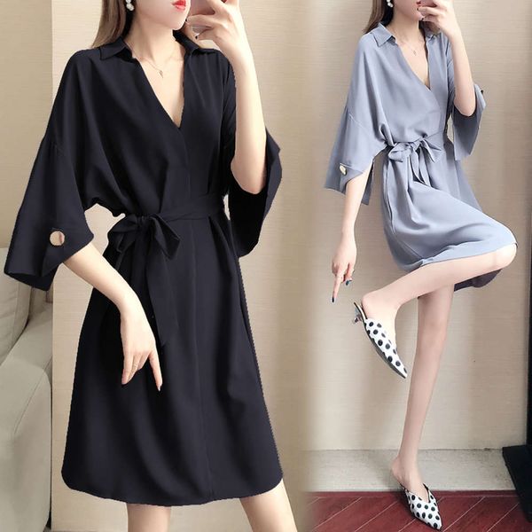 2020 summer new fat sister large women's loose cover belly show thin waist temperament careful machine dress, Black;gray
2020 summer new fat sister large women's loose cover belly show thin waist temperament careful machine dress, Black;gray