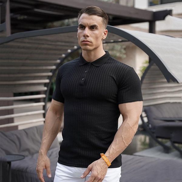 men's polos sports knitted shirt men fitness skinny short sleeve t-shirt male bodybuilding tee gym summer workout clothing, White;black
men's polos sports knitted shirt men fitness skinny short sleeve t-shirt male bodybuilding tee gym summer workout clothing, White;black