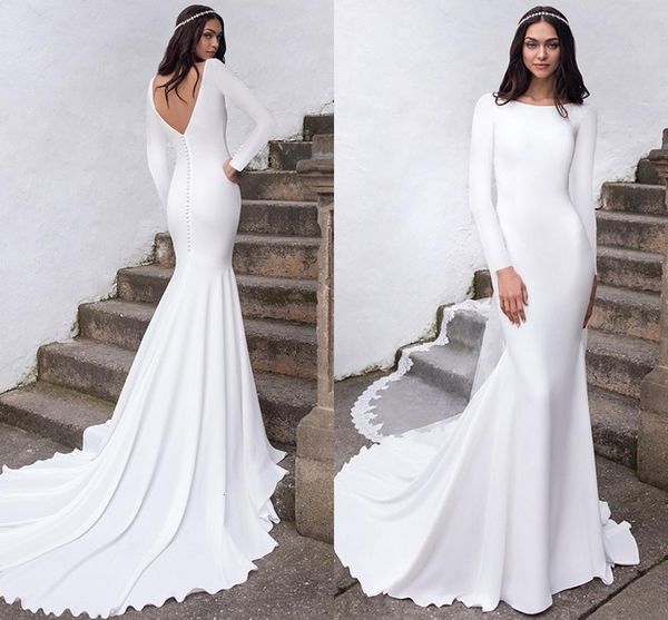 vestido de mariage new simple long sleeves mermaid 2021 bridal es buttons back wedding gown eqj3, White
vestido de mariage new simple long sleeves mermaid 2021 bridal es buttons back wedding gown eqj3, White