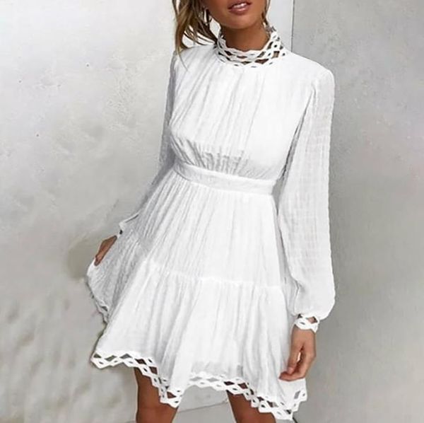 fashion women ladies long sleeve puff sleeve lace hollow high neck dress high waist midi dress spring autumn elegant sundress, Black;gray
fashion women ladies long sleeve puff sleeve lace hollow high neck dress high waist midi dress spring autumn elegant sundress, Black;gray