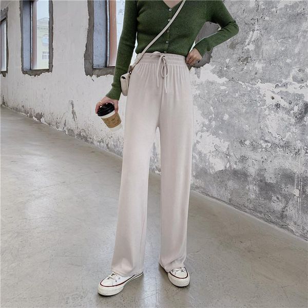 women's pants & capris women wide leg elastic waist thin knitted solid simple casual ankle-length korean fashion trendy daily all-match, Black;white
women's pants & capris women wide leg elastic waist thin knitted solid simple casual ankle-length korean fashion trendy daily all-match, Black;white