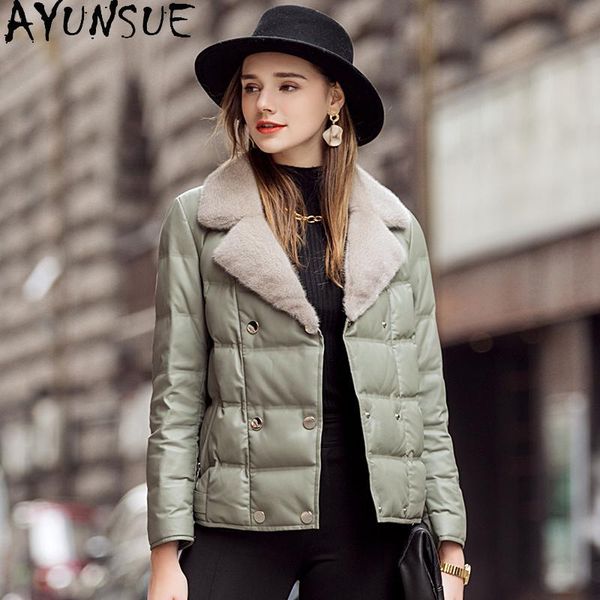 women's leather & faux ayunsue winter natural sheepskin coat female 100% real white duck down jacket women genuine jackets woman 2055, Black
women's leather & faux ayunsue winter natural sheepskin coat female 100% real white duck down jacket women genuine jackets woman 2055, Black