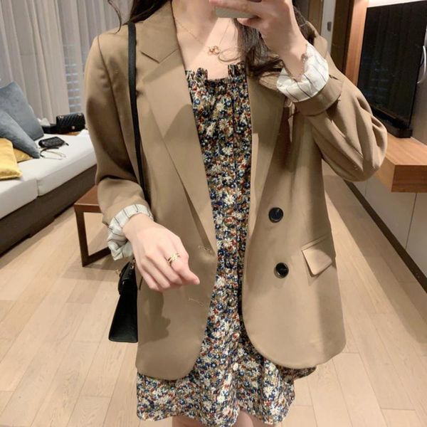 women's suits & blazers korean khaki office blazer women solid colors single breasted commute suit 2021 spring autumn fashion indie aes, White;black
women's suits & blazers korean khaki office blazer women solid colors single breasted commute suit 2021 spring autumn fashion indie aes, White;black