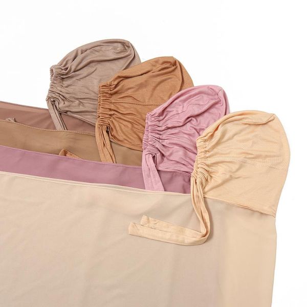 scarves women turbante jersey bonnet with chiffon shawl headband underscarf cap islam inner scarf stretch patchwork hijab cover headwrap, Blue;gray