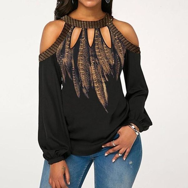 fashion feather print women cold shoulder long sleeve blouse chiffon shirts round neck casual womens blouse s xl, White
fashion feather print women cold shoulder long sleeve blouse chiffon shirts round neck casual womens blouse s xl, White
