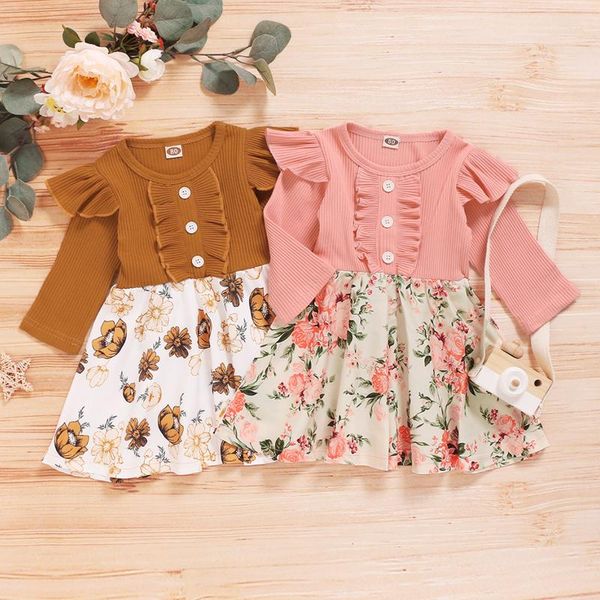girl's dresses baby girl spring fall autumn floral print patchwork toddler dress little ruffle sleeve button casual, Red;yellow
girl's dresses baby girl spring fall autumn floral print patchwork toddler dress little ruffle sleeve button casual, Red;yellow