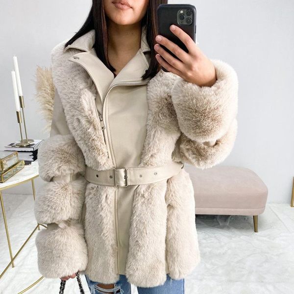women's fur & faux fashion patchwork tie belt waist coats women elegant moto biker jackets zipper pu leather ladies, Black
women's fur & faux fashion patchwork tie belt waist coats women elegant moto biker jackets zipper pu leather ladies, Black