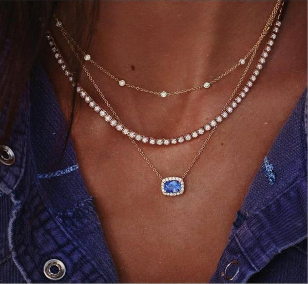 pendant necklaces fashion necklace three layers blue crystal eye shape with setting metal plated chain gold color, Silver
pendant necklaces fashion necklace three layers blue crystal eye shape with setting metal plated chain gold color, Silver