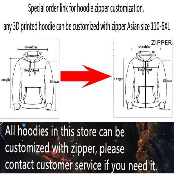 men's hoodies & sweatshirts special order link for hoodie zipper customization, any 3d printed can be customized with asian size 110-6x, Black
men's hoodies & sweatshirts special order link for hoodie zipper customization, any 3d printed can be customized with asian size 110-6x, Black