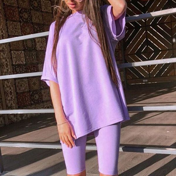 2-pcs women solid outfit oversized lost t-shirt bodycon biker shorts training suitcake, Gray
2-pcs women solid outfit oversized lost t-shirt bodycon biker shorts training suitcake, Gray