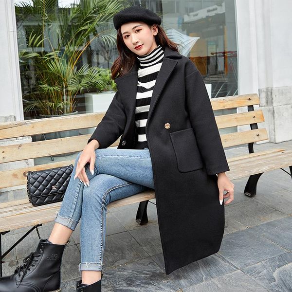 women's wool & blends simple basic slim fit streetwear coat thick plus size long women winter elegant abrigo mujer invierno clothes eh5, Black
women's wool & blends simple basic slim fit streetwear coat thick plus size long women winter elegant abrigo mujer invierno clothes eh5, Black