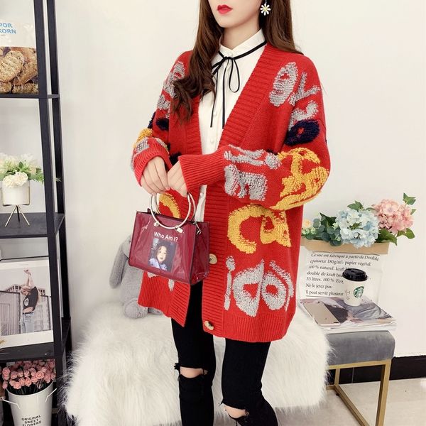 women's sweaters knit cardigan womens harajuku loose v-neck women coats oversized wcaw, White;black
women's sweaters knit cardigan womens harajuku loose v-neck women coats oversized wcaw, White;black