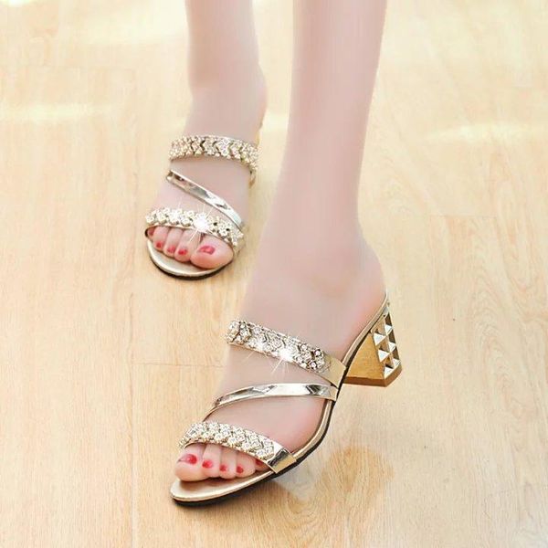 fashion women coloured drill heels sandals open-toed coarse heel slipper women's rhinestone slippers lady pumps, Black
fashion women coloured drill heels sandals open-toed coarse heel slipper women's rhinestone slippers lady pumps, Black