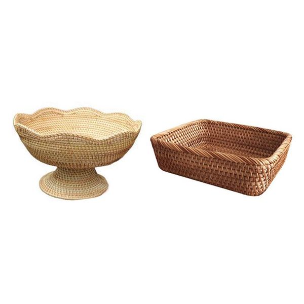 storage baskets 2pcs rattan basket fruit picnic home - brown & wood color
storage baskets 2pcs rattan basket fruit picnic home - brown & wood color