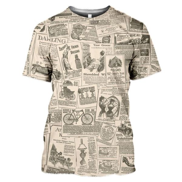 men's t-shirts old spaper 3d print men women casual fashion hip hop funny short sleeve streetwear vintage tees shirt, White;black
men's t-shirts old spaper 3d print men women casual fashion hip hop funny short sleeve streetwear vintage tees shirt, White;black