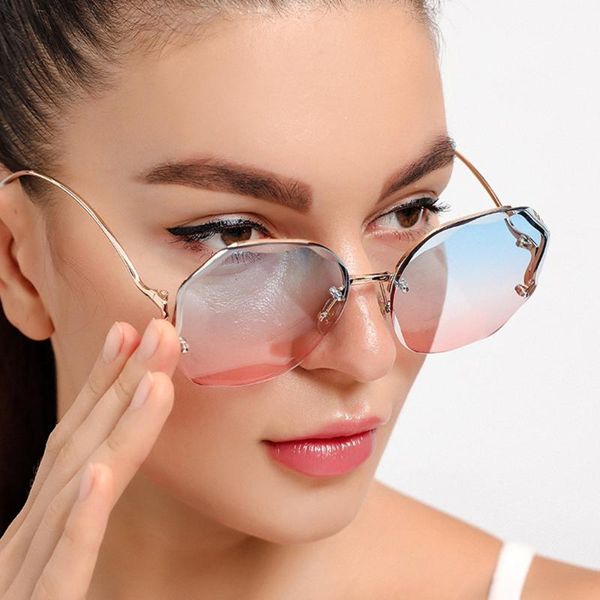 women sunglasses metal frame rimless gradient sun glasses female eyewear accessories, White;black
women sunglasses metal frame rimless gradient sun glasses female eyewear accessories, White;black