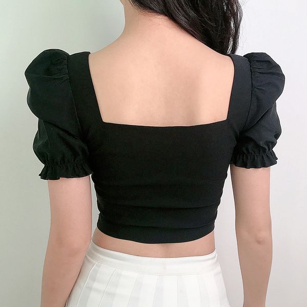 slim ruffles puff sleeve crop gothic women square collar solid color bodycon t-shirt female 2021 new backless top, White
slim ruffles puff sleeve crop gothic women square collar solid color bodycon t-shirt female 2021 new backless top, White