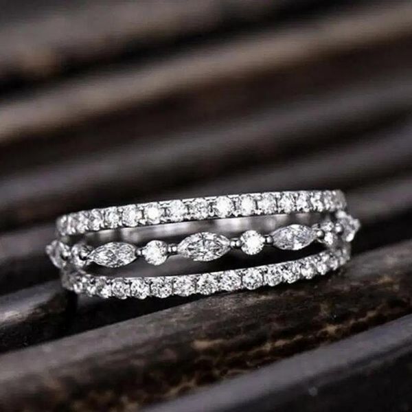 wedding rings caoshi delicate ring for women elegant aesthetic jewelry engagement ceremony brilliant crystal zirconia accessories, Slivery;golden