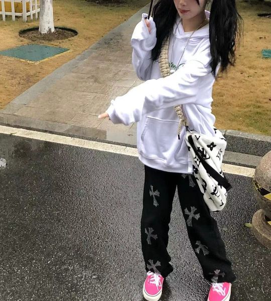 crosin spring and summer ins guochaogao street vibe drill cross straight jeans women's loose tooling hip hop pant brand thkz, White;black
crosin spring and summer ins guochaogao street vibe drill cross straight jeans women's loose tooling hip hop pant brand thkz, White;black