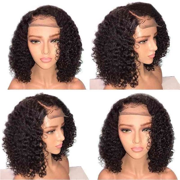 lace new women's front chemical fiber short curly set, Black