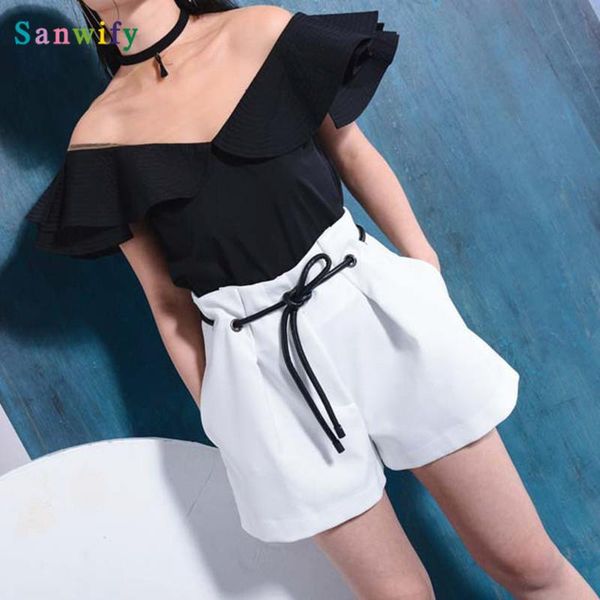 spring summer high waist women's shorts pleated ladies simple casual simple casual shorts, White;black
spring summer high waist women's shorts pleated ladies simple casual simple casual shorts, White;black