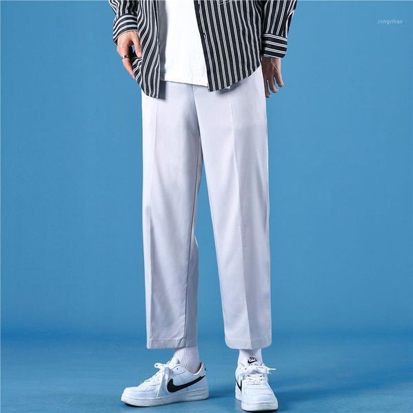 men's pants draping small trousers, ice silk suit hong kong style korean straight loose oversized nine-point, Black
men's pants draping small trousers, ice silk suit hong kong style korean straight loose oversized nine-point, Black