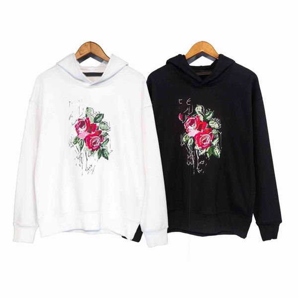a bunch of flowers printed sweater trend men's loose os large spring and autumn hoodie, Black
a bunch of flowers printed sweater trend men's loose os large spring and autumn hoodie, Black