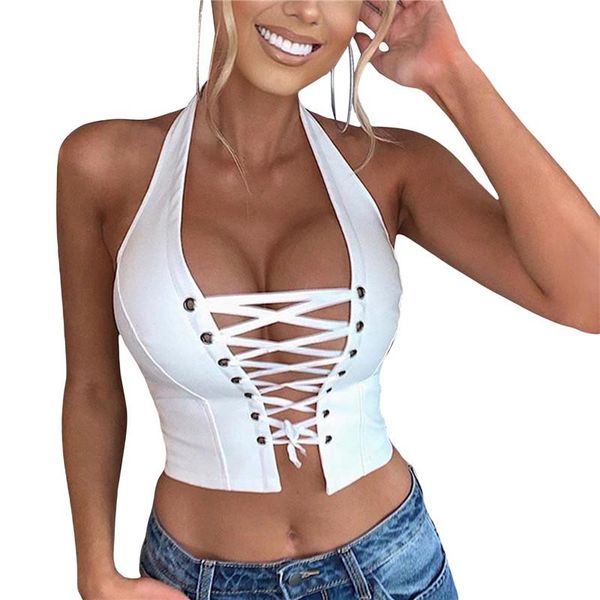 women's t-shirt women y2k sleeveless pu halter summer solid color lace up chest hollow out cross leather exposed navel clubwea, White
women's t-shirt women y2k sleeveless pu halter summer solid color lace up chest hollow out cross leather exposed navel clubwea, White