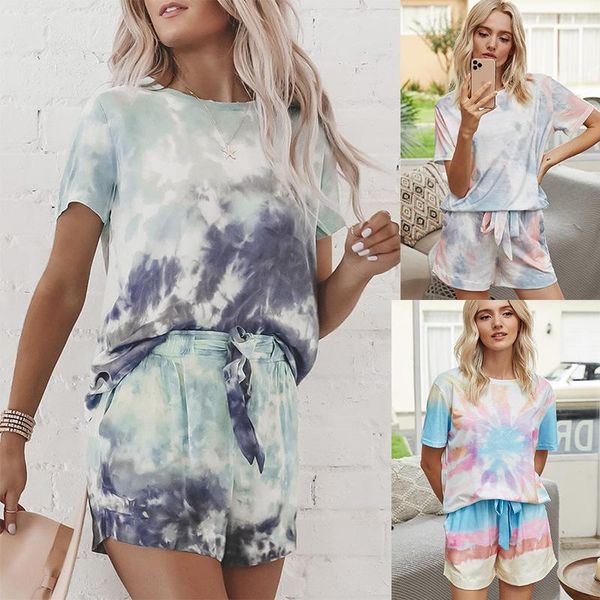 women's tracksuits women casual loose tie dye two pieces set home suit lady short sleeve pullover crew neck high waist drawstring short, Gray
women's tracksuits women casual loose tie dye two pieces set home suit lady short sleeve pullover crew neck high waist drawstring short, Gray