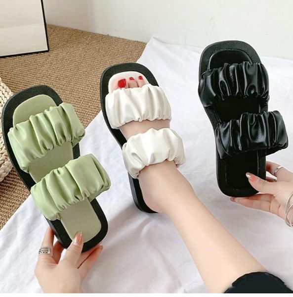 slippers 2021 summer women pu leather platform slides female pleated shoes ladies casual shoe women's comfort beach footwear, Black
slippers 2021 summer women pu leather platform slides female pleated shoes ladies casual shoe women's comfort beach footwear, Black