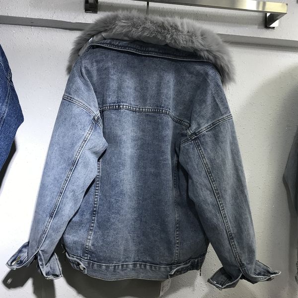 winter thick warm women natural fox collar removable rabbit fur lined denim coat female jeans jacket loose outerwear oxrm, Black;brown
winter thick warm women natural fox collar removable rabbit fur lined denim coat female jeans jacket loose outerwear oxrm, Black;brown