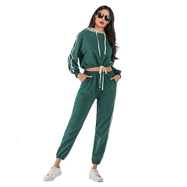 2021 new women casual sports suit fashion sritped drawstring and long pants two piece hoodie solid tracksuit ladies autumn a9f9, White
2021 new women casual sports suit fashion sritped drawstring and long pants two piece hoodie solid tracksuit ladies autumn a9f9, White