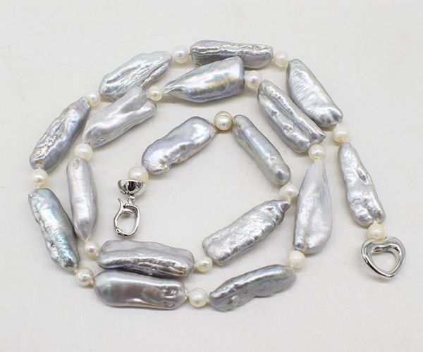 chains freshwater pearl gray biwa necklace white near round black agate 45cm, Silver
chains freshwater pearl gray biwa necklace white near round black agate 45cm, Silver