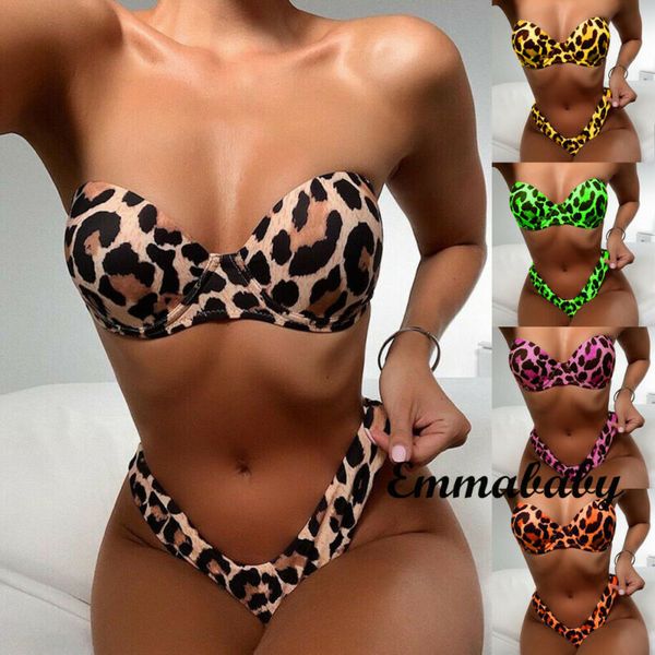 2020 women strapless push up bikini set luipaard padded tube bh thong badmode baden badpak 2 stks/set beachwear, White;black
2020 women strapless push up bikini set luipaard padded tube bh thong badmode baden badpak 2 stks/set beachwear, White;black