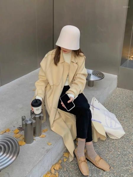 women's wool & blends 2021 south korea autumn and winter cashmere coat double-sided hand sewn, Black
women's wool & blends 2021 south korea autumn and winter cashmere coat double-sided hand sewn, Black