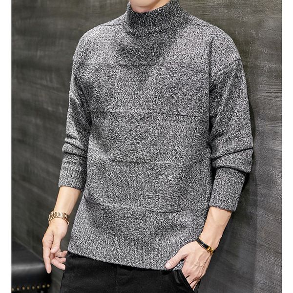autumn winter solid color turtleneck mens knitted korean fashion casual sweater men clothes hxhb, White;black
autumn winter solid color turtleneck mens knitted korean fashion casual sweater men clothes hxhb, White;black