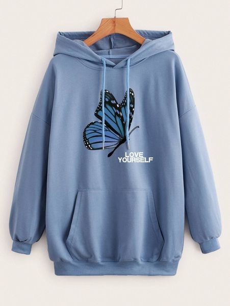 slogan & butterfly print kangaroo pocket drop shoulder drawstring longline hoodie 67l7#, White;black
slogan & butterfly print kangaroo pocket drop shoulder drawstring longline hoodie 67l7#, White;black