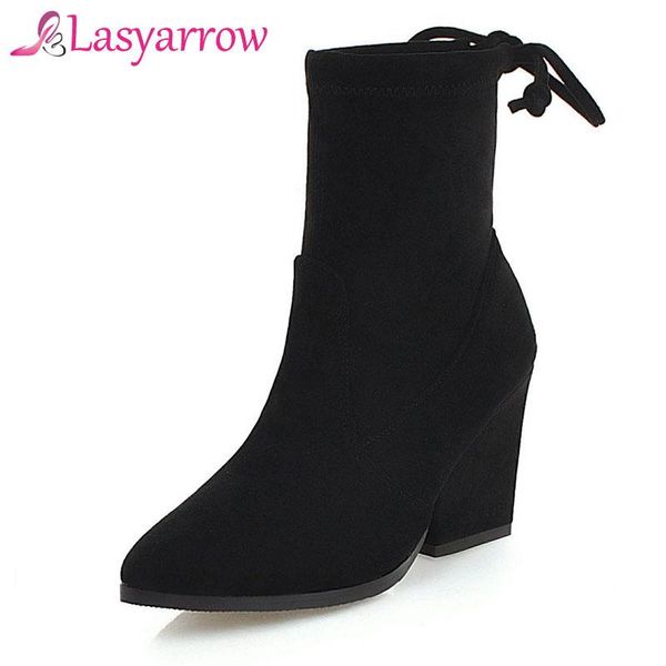 boots lasyarrow stretch high heels pointed toe ankle for women lace up solid black sock botas mujer f579
boots lasyarrow stretch high heels pointed toe ankle for women lace up solid black sock botas mujer f579
