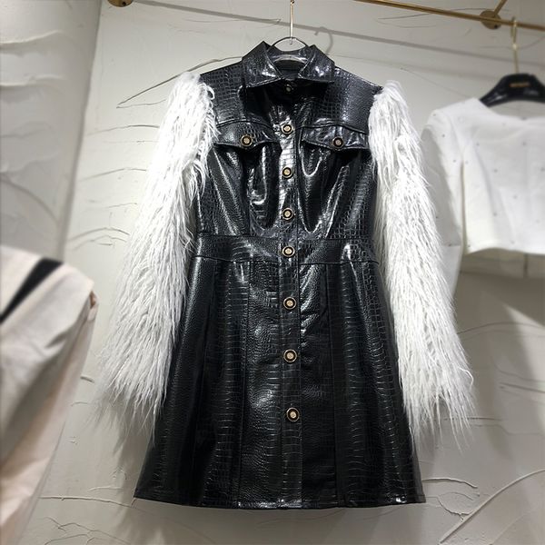 french niche design imitation crocodile leather pattern stitching furry long-sleeved coat for women autumn and winter new high cold pu leath, Black
french niche design imitation crocodile leather pattern stitching furry long-sleeved coat for women autumn and winter new high cold pu leath, Black